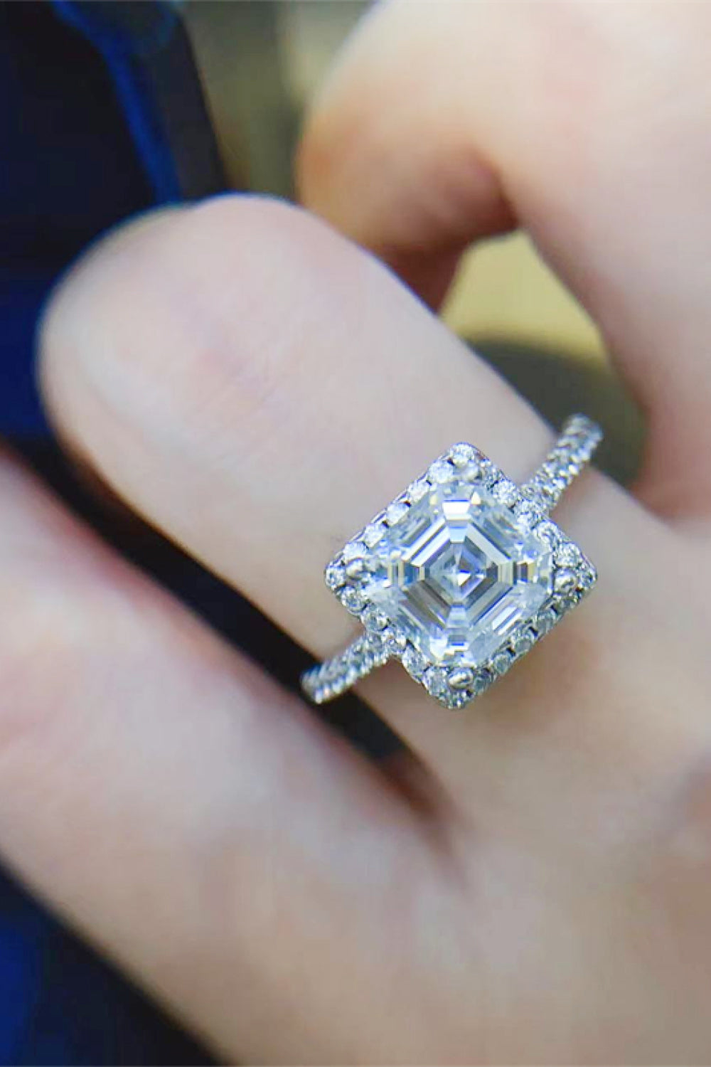 2 Carat Moissanite Sterling Silver Ring in Silver - women's ring
