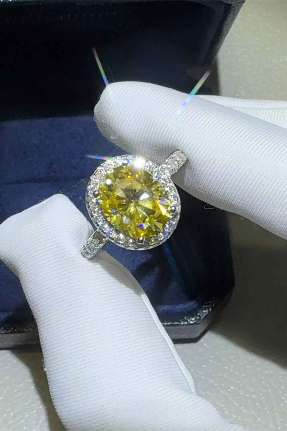 3 Carat Moissanite Sterling Silver Ring - alternate ring view
