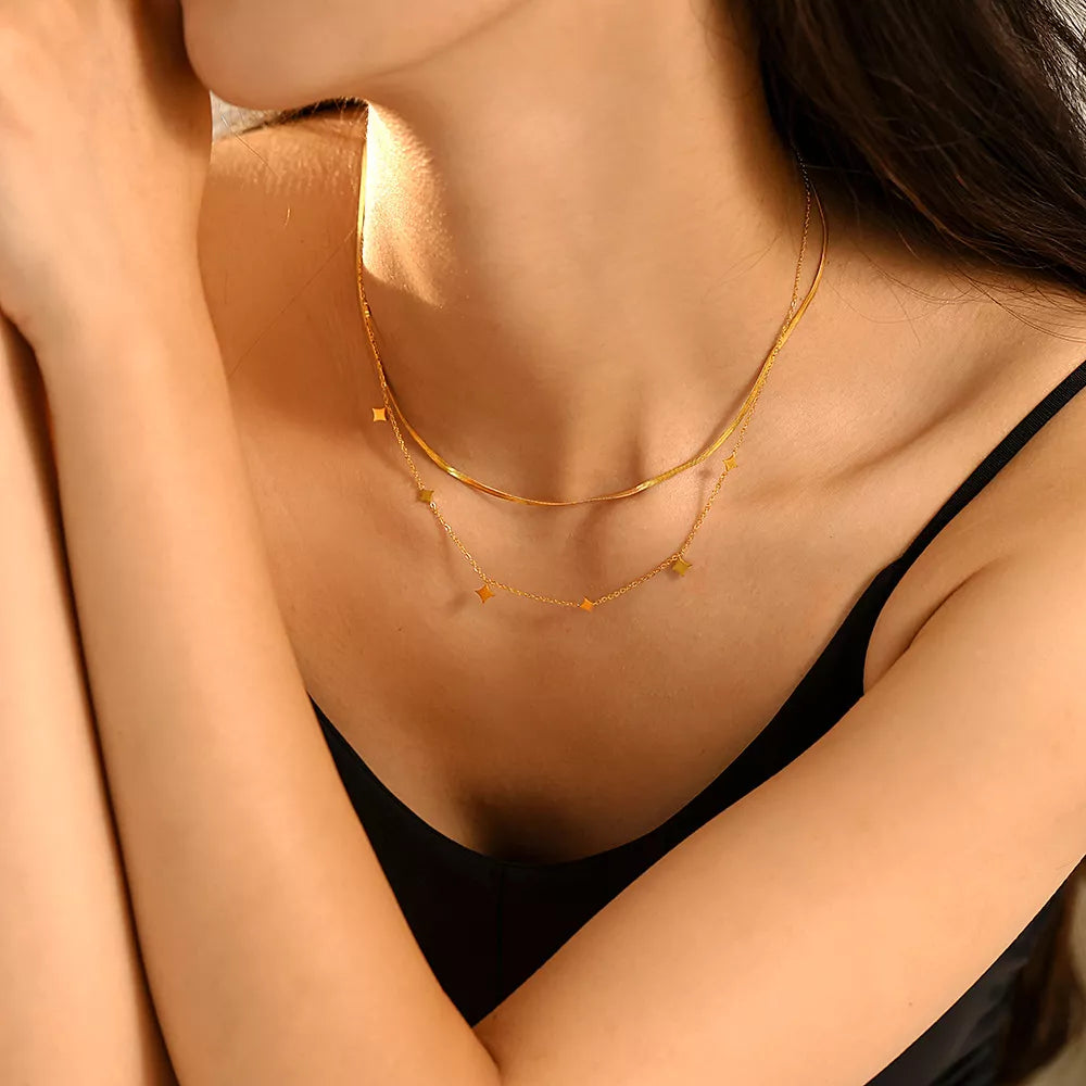 18K Gold-Plated Minimalist Necklace - alternate necklace view