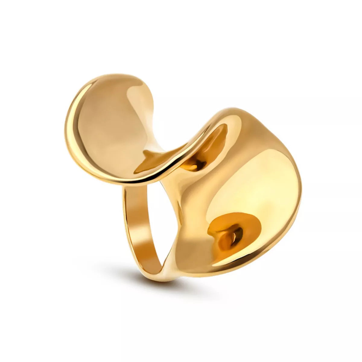 18K Gold-Plated Copper Geometric Sculptural Ring - alternate ring view