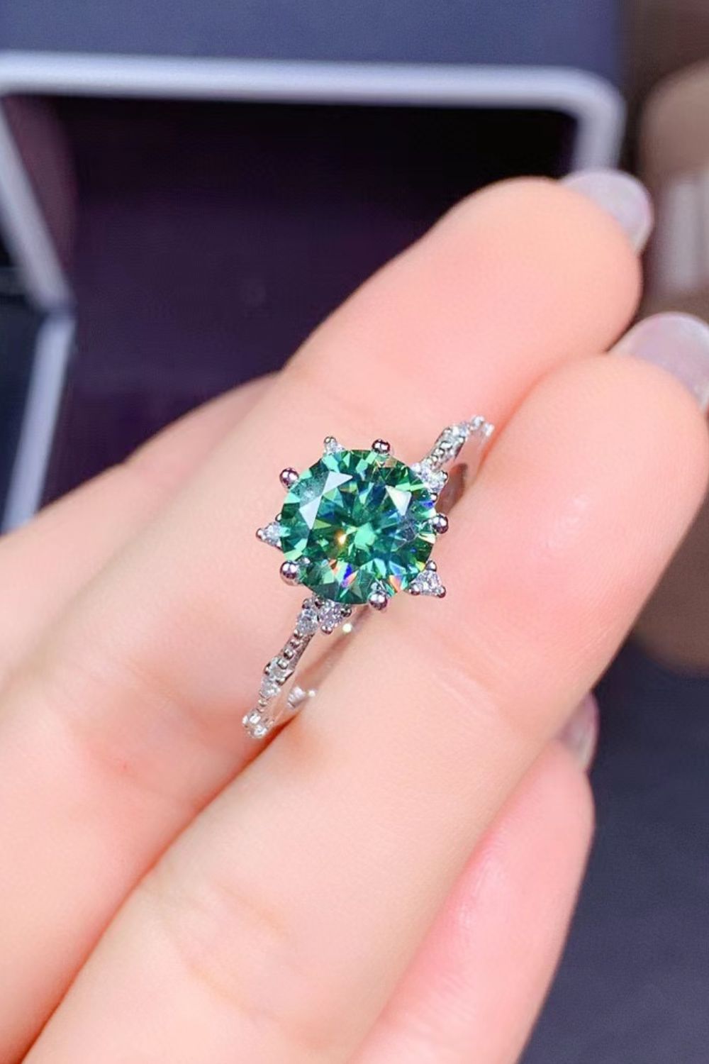 All Eyes On Me 1 Carat Moissanite Platinum-Plated Ring in Green - women's ring