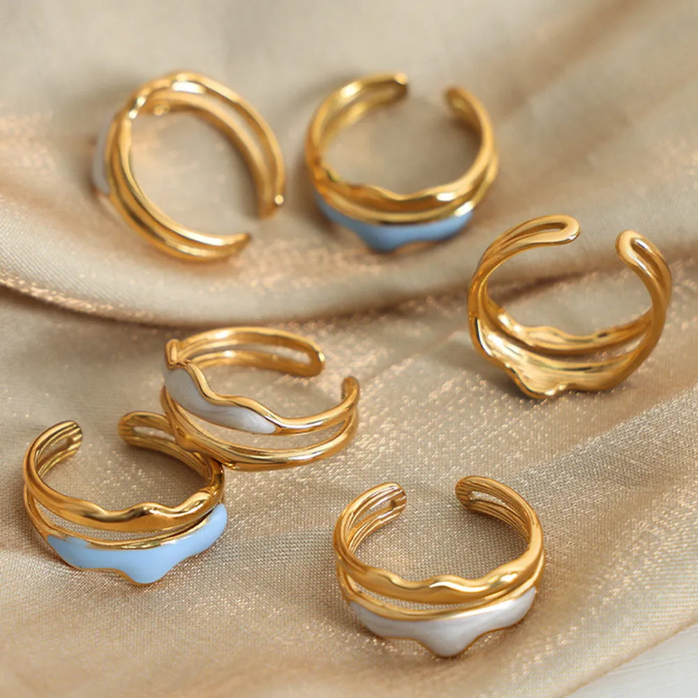 18K Gold-Plated Open Ring in Light Blue - women's open ring