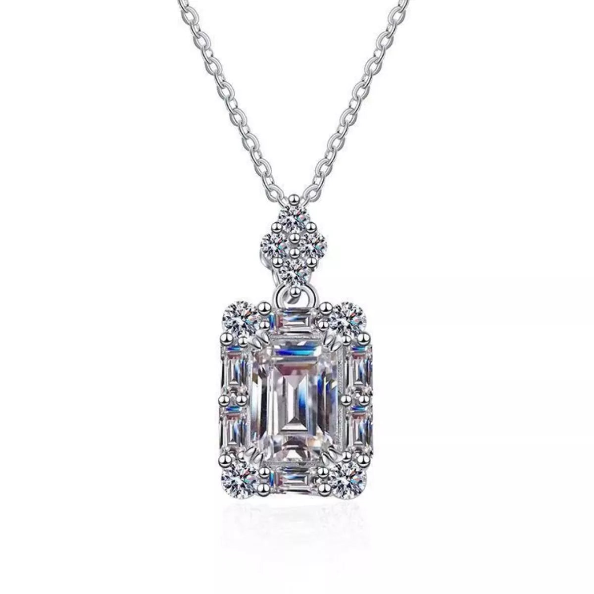 1 Carat Sterling Silver Moissanite Pendant Necklace - alternate necklace view