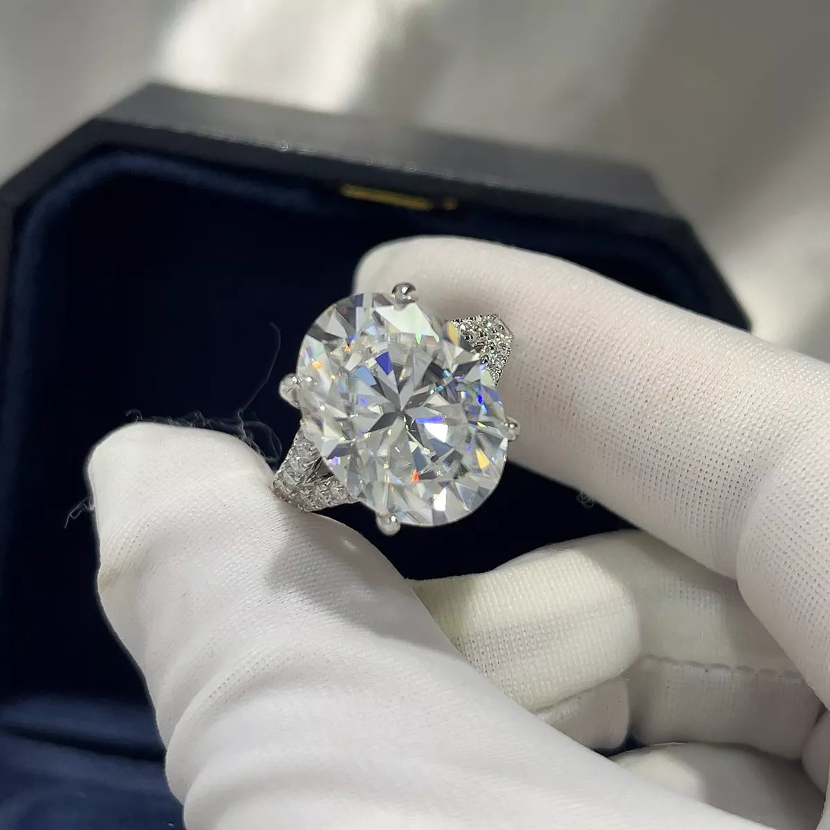 10 Moissanite Sterling Silver Ring in Silver - women's ring