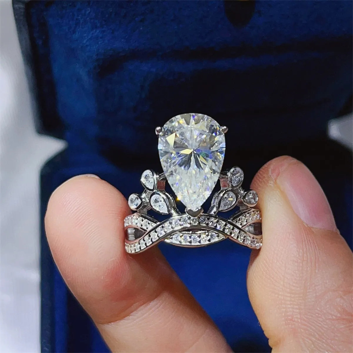 5 Carat Moissanite Sterling Silver Ring - alternate ring view