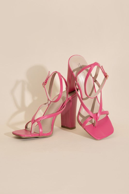 Ankle Strap Thong Block Sandals