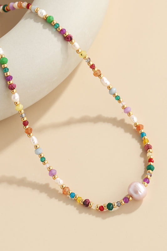 Multicolored Bead Necklace in Multicolor - women's necklace