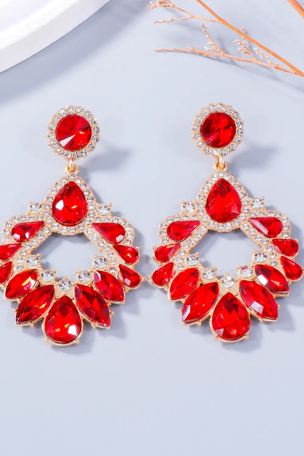 Alloy Rhinestone Dangle Earrings - alternate earring view