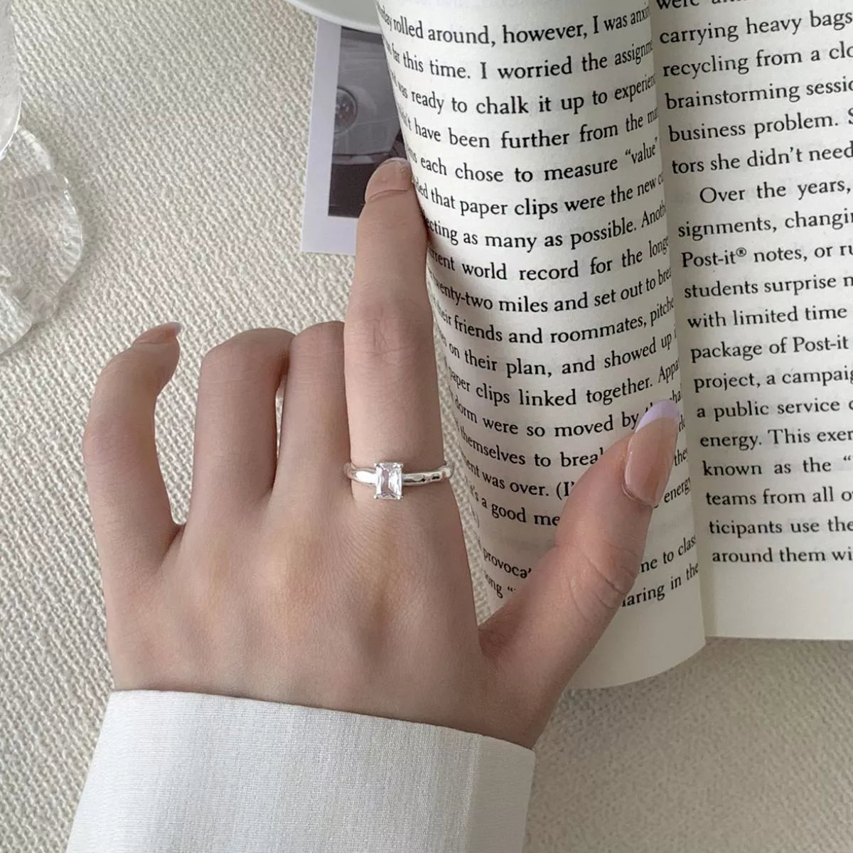 Sterling Silver Zircon Geometric Ring - alternate ring view