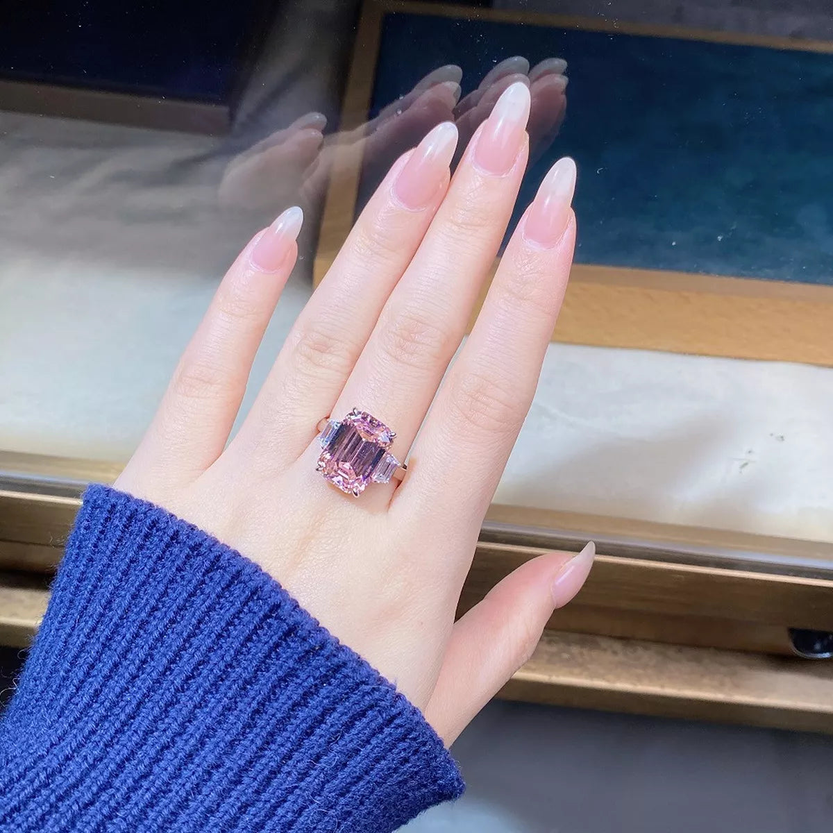 Sterling Silver Geometric Ring in Blush Pink - women's ring