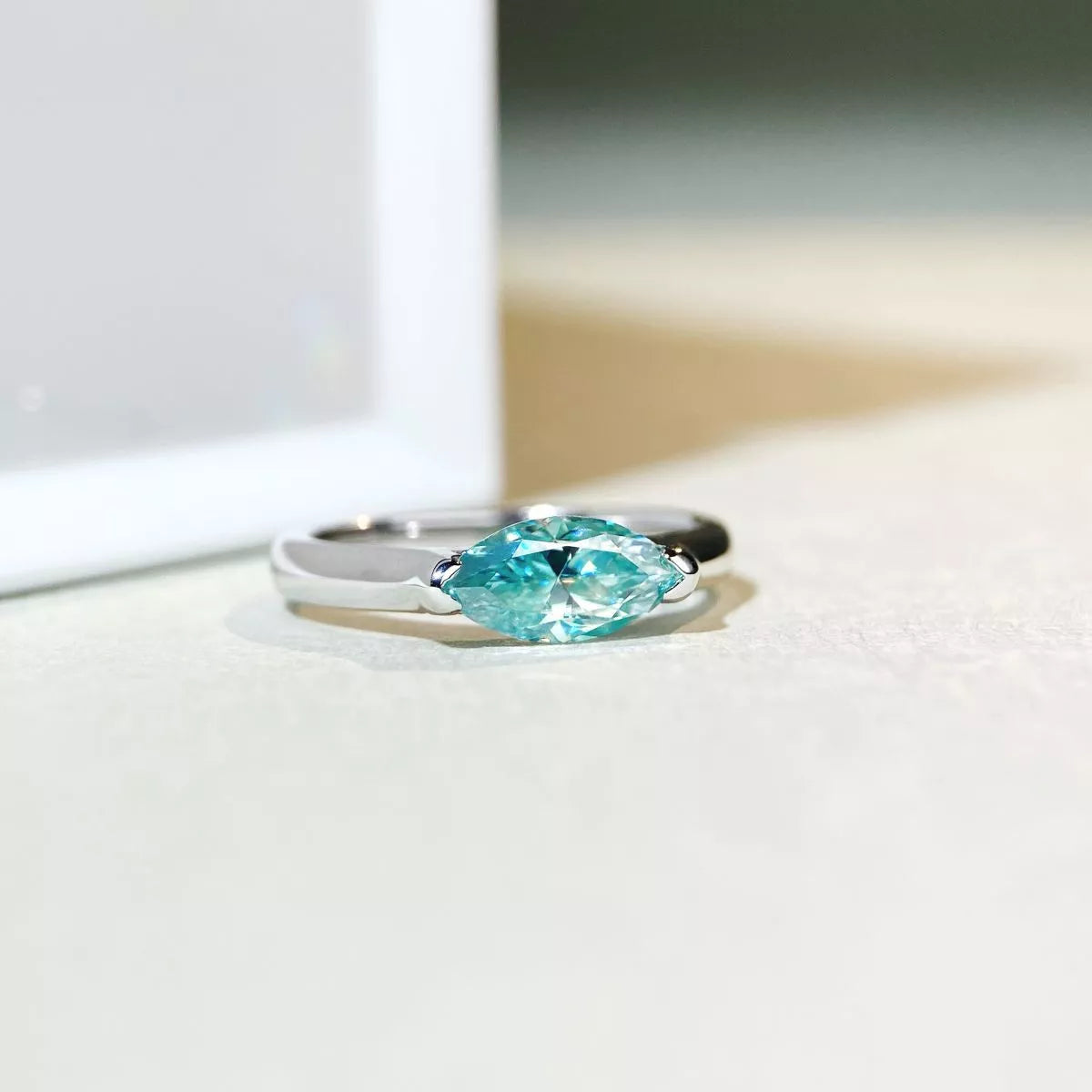 1 Carat Moissanite Sterling Silver Ring - alternate ring view