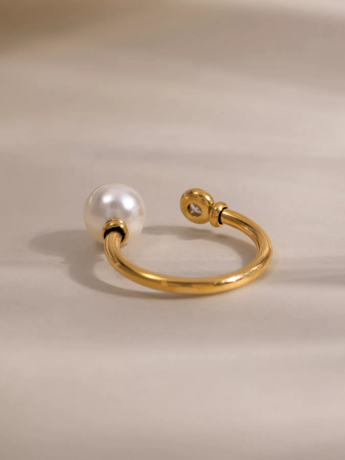 18K Gold-Plated Pearl Open Ring - alternate ring view