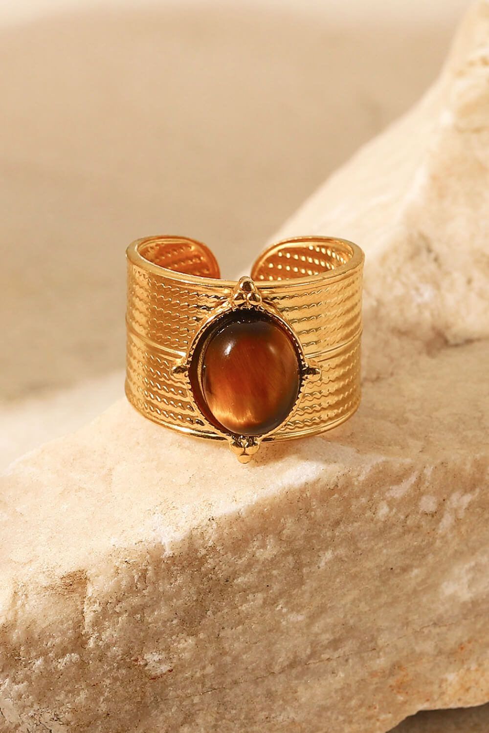18K Gold-Plated Wide Open Ring in Orange - women's open ring