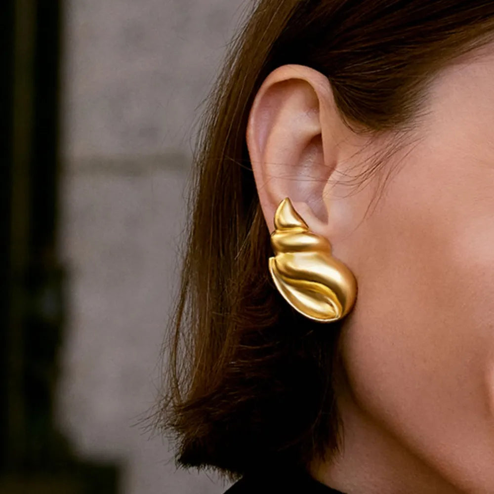 18K Gold-Plated Conch Earrings in Gold - women's earrings