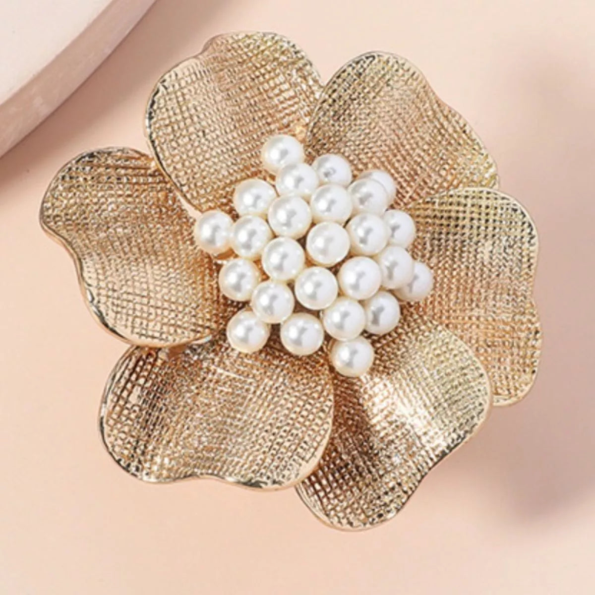 18K Gold-Plated Pearl Flower Ring - alternate ring view