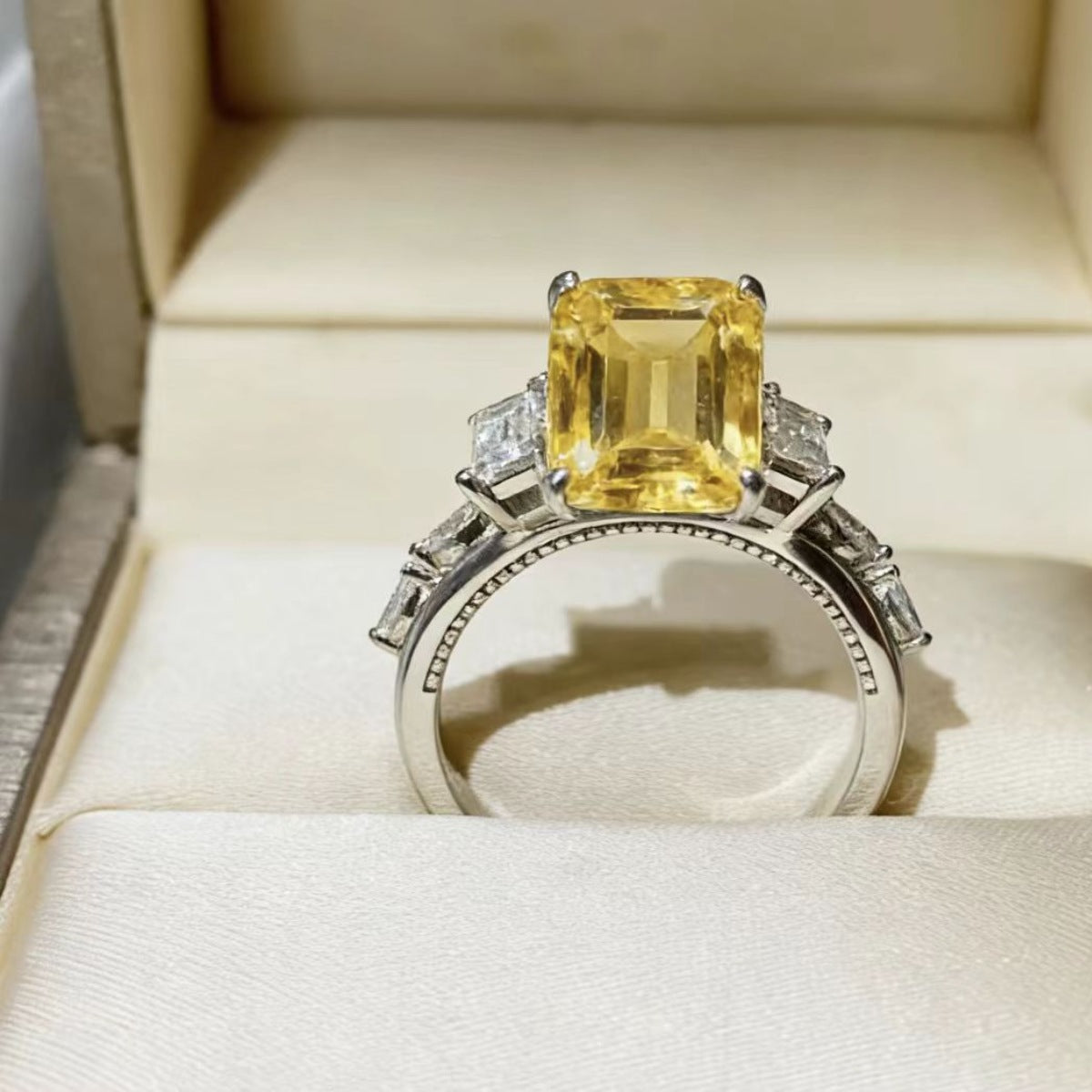 5 Carat Moissanite Sterling Silver Ring in Silver - women's ring