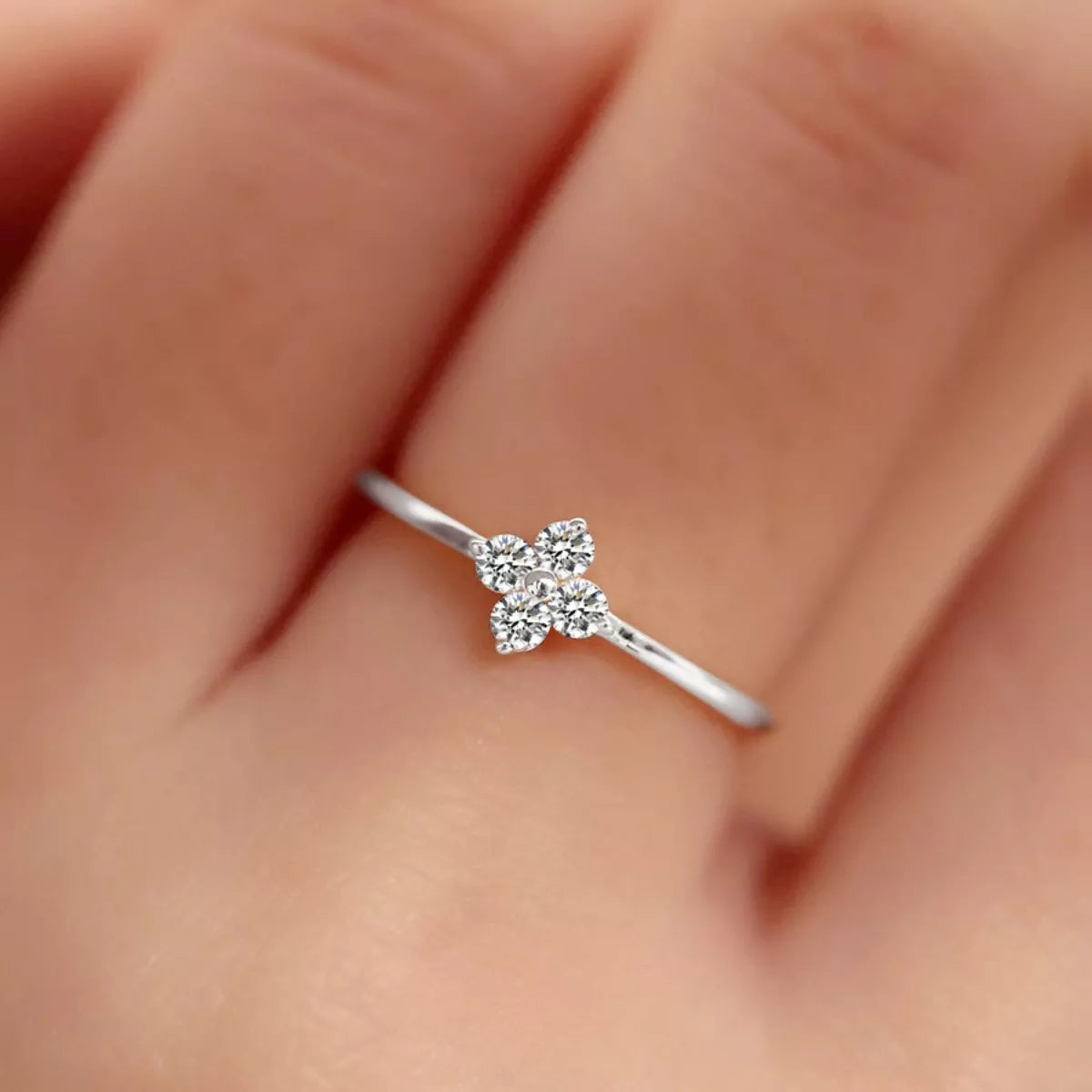 Sterling Silver Four-Leaf Clover Ring in Silver - women's ring