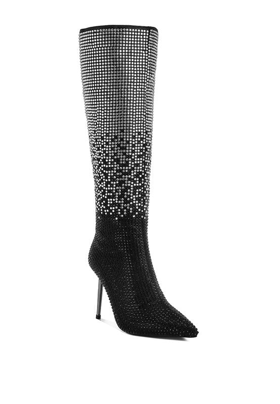 Shiny Rhinestone Studded Boots