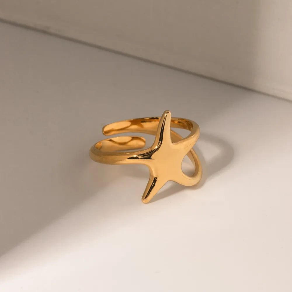 Gold-Plated Stainless Steel Star Ring - alternate ring view