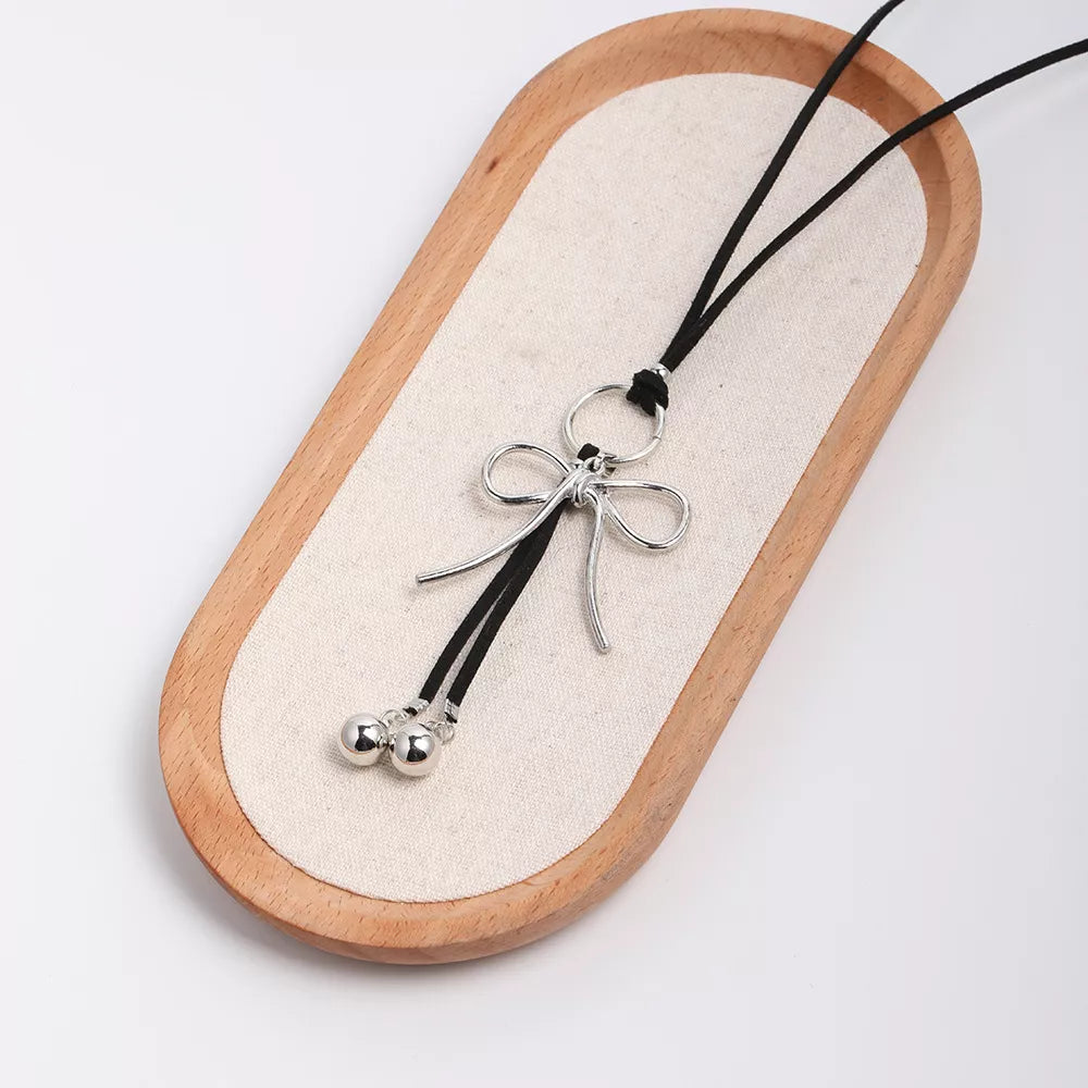 Elegant Bow Pendant Necklace - alternate necklace view