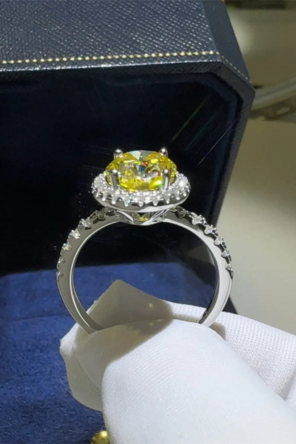3 Carat Moissanite Sterling Silver Ring - alternate ring view