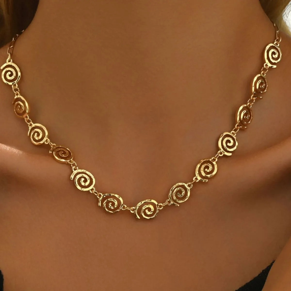 18K Gold-Plated Spiral Neclace and Bracelet Set in Gold - women's bracelet