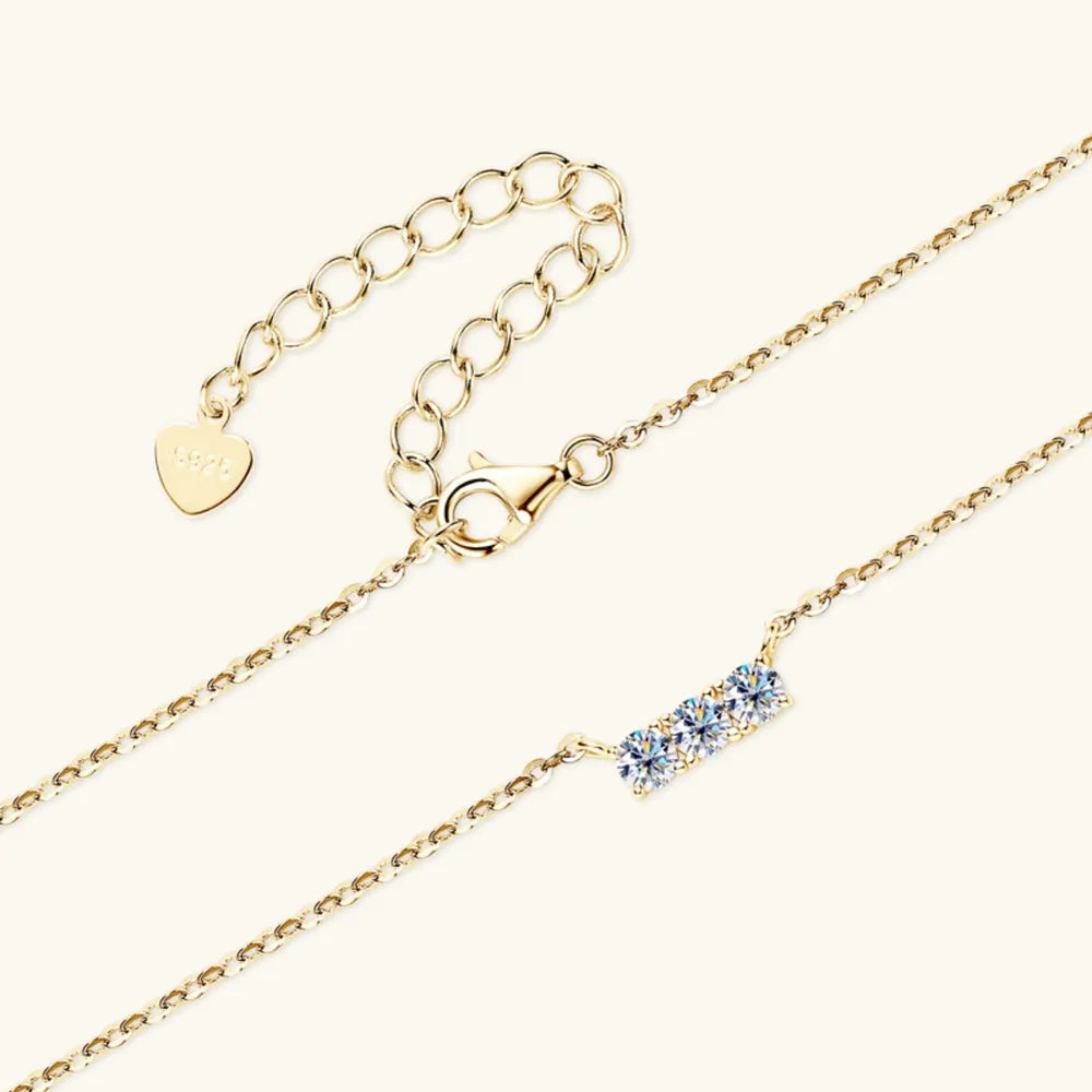 Sterling Silver Inlaid Moissanite Bar Necklace - alternate necklace view