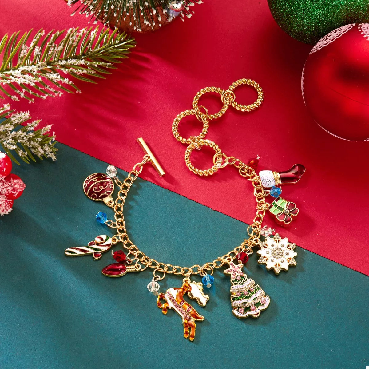 18K Gold-Plated Christmas Charm Bracelet - alternate jewelry view