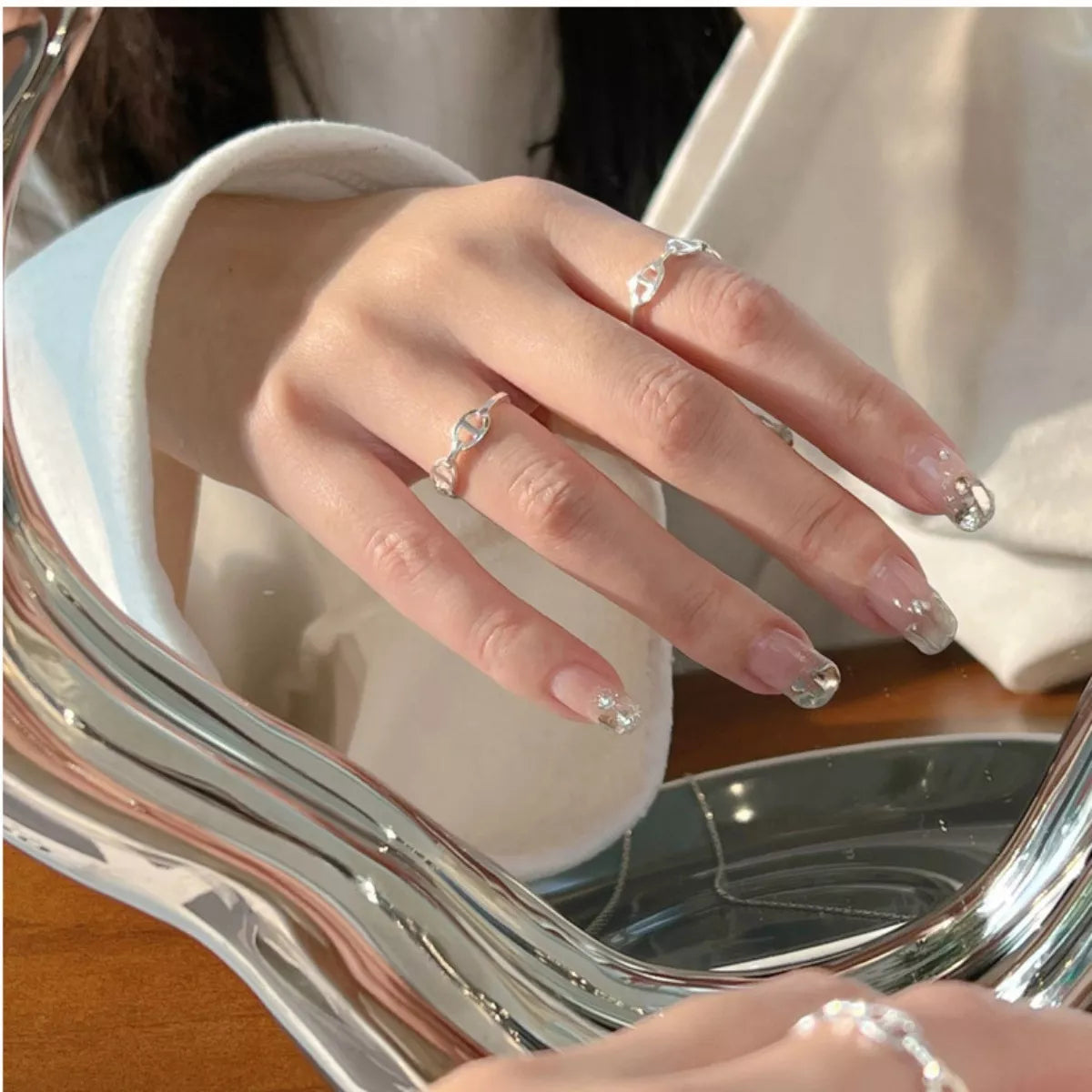 Sterling Silver Geometric Ring - alternate ring view