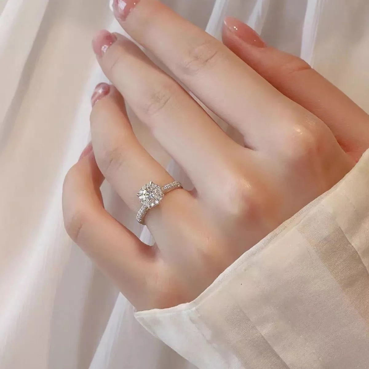 1 Carat Sterling Silver Moissanite Ring - alternate ring view