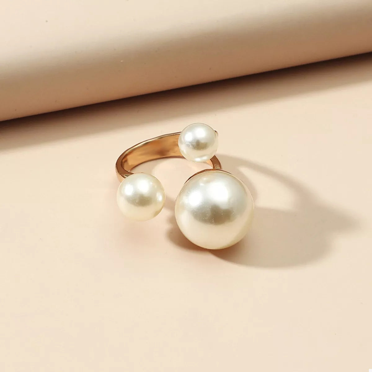 18K Gold-Plated Pearl Open Ring in Gold - women's open ring
