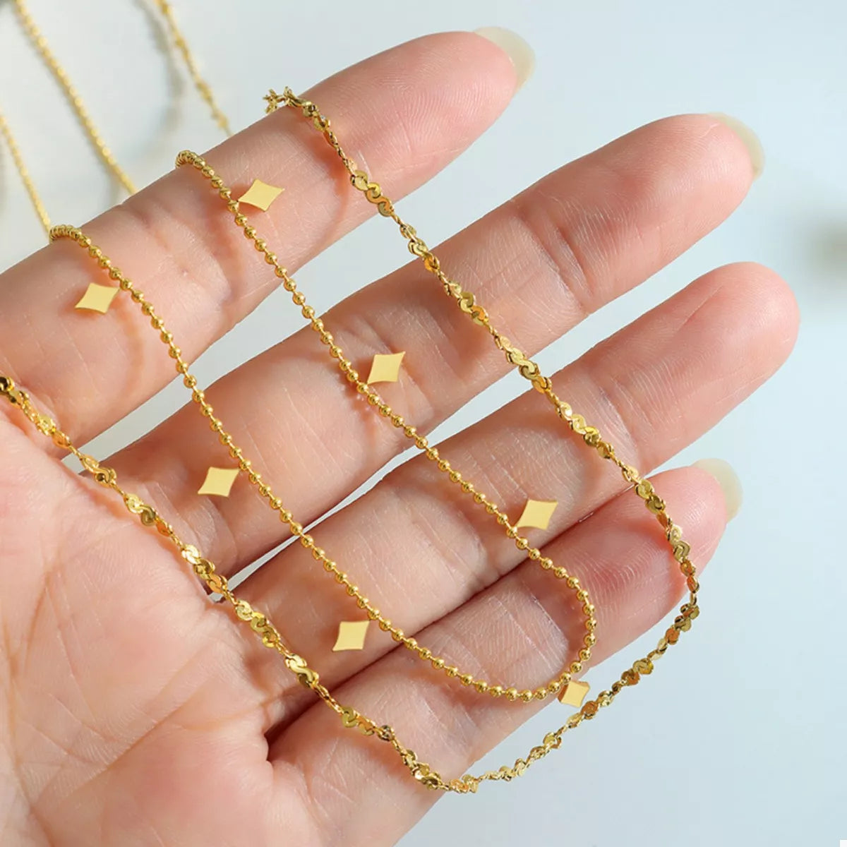 18K Gold-Plated Titanium Steel Layered Necklace - alternate necklace view