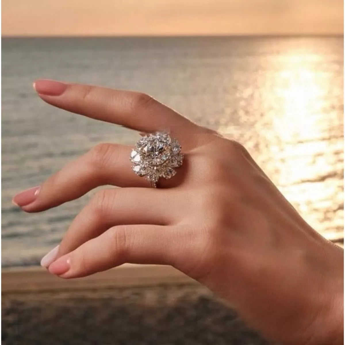 5 Carat Sterling Silver Moissanite Ring - alternate ring view