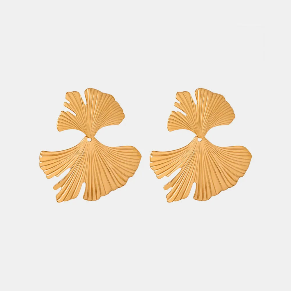 Ginkgo Biloba Design Stud Earrings in Silver - women's stud earrings