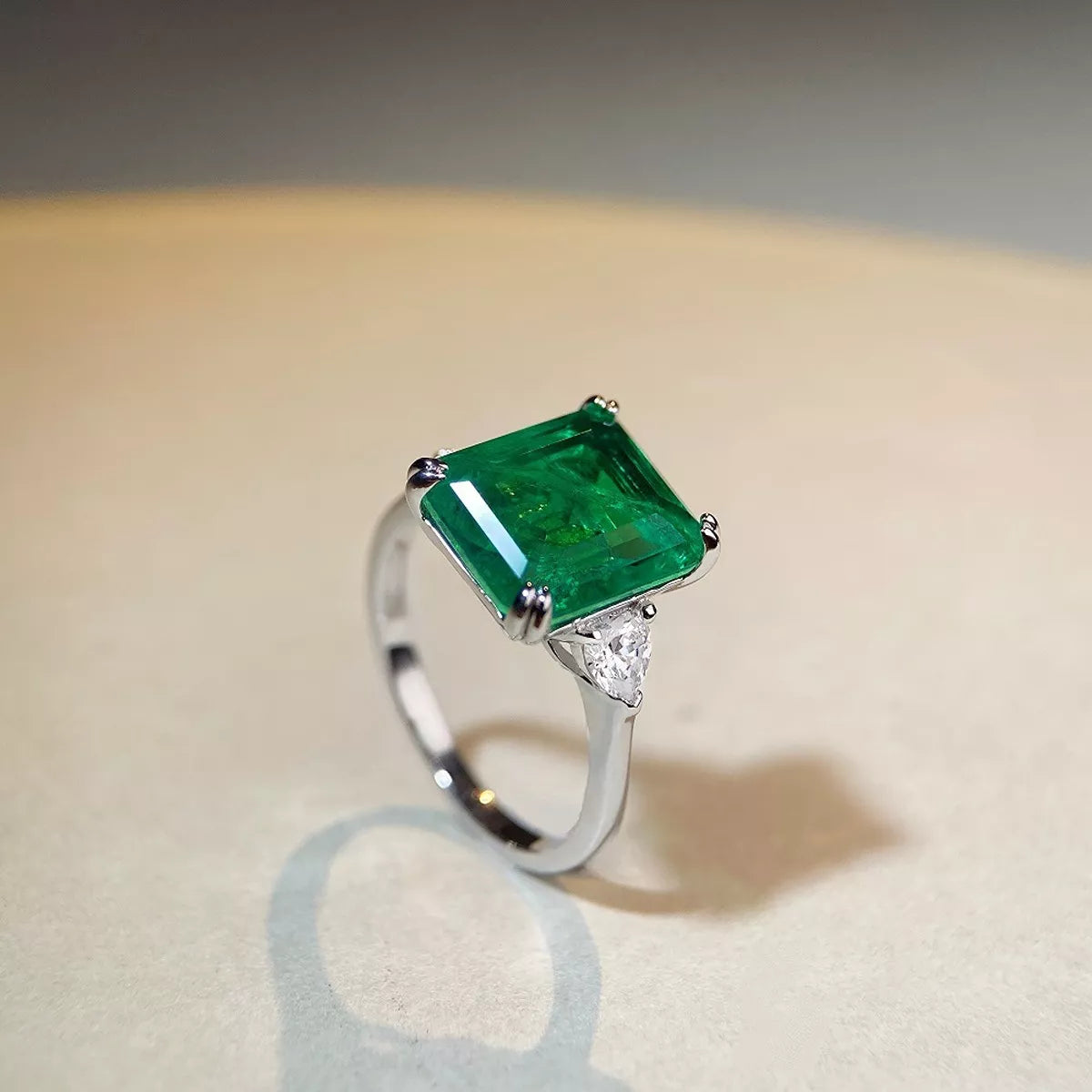 Sterling Silver Zircon Geometric Ring - alternate ring view