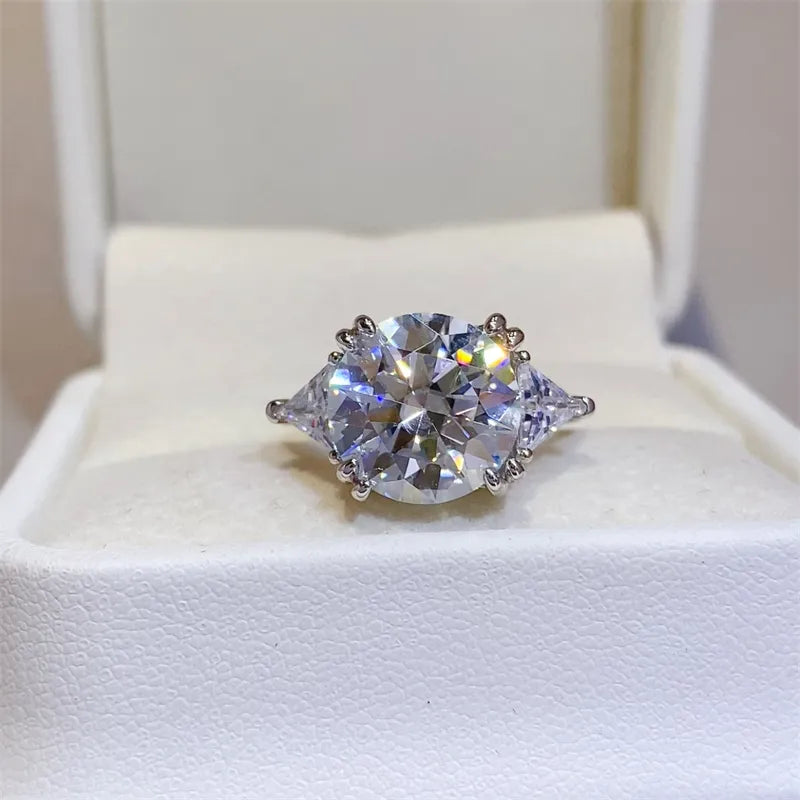 5 Carat Moissanite Sterling Silver Ring in Silver - women's ring