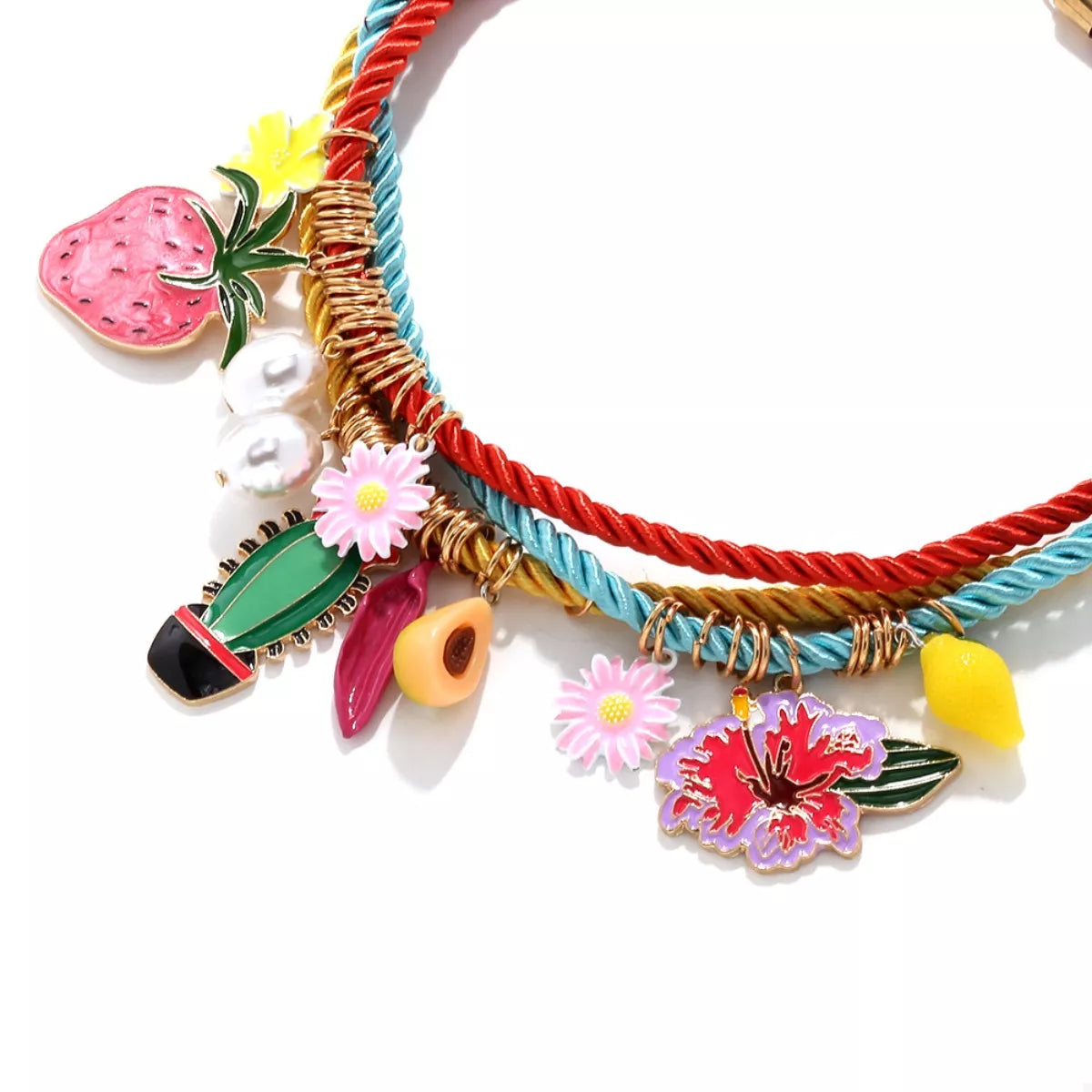 3 Piece Colorful Rope Charm Necklace - alternate necklace view