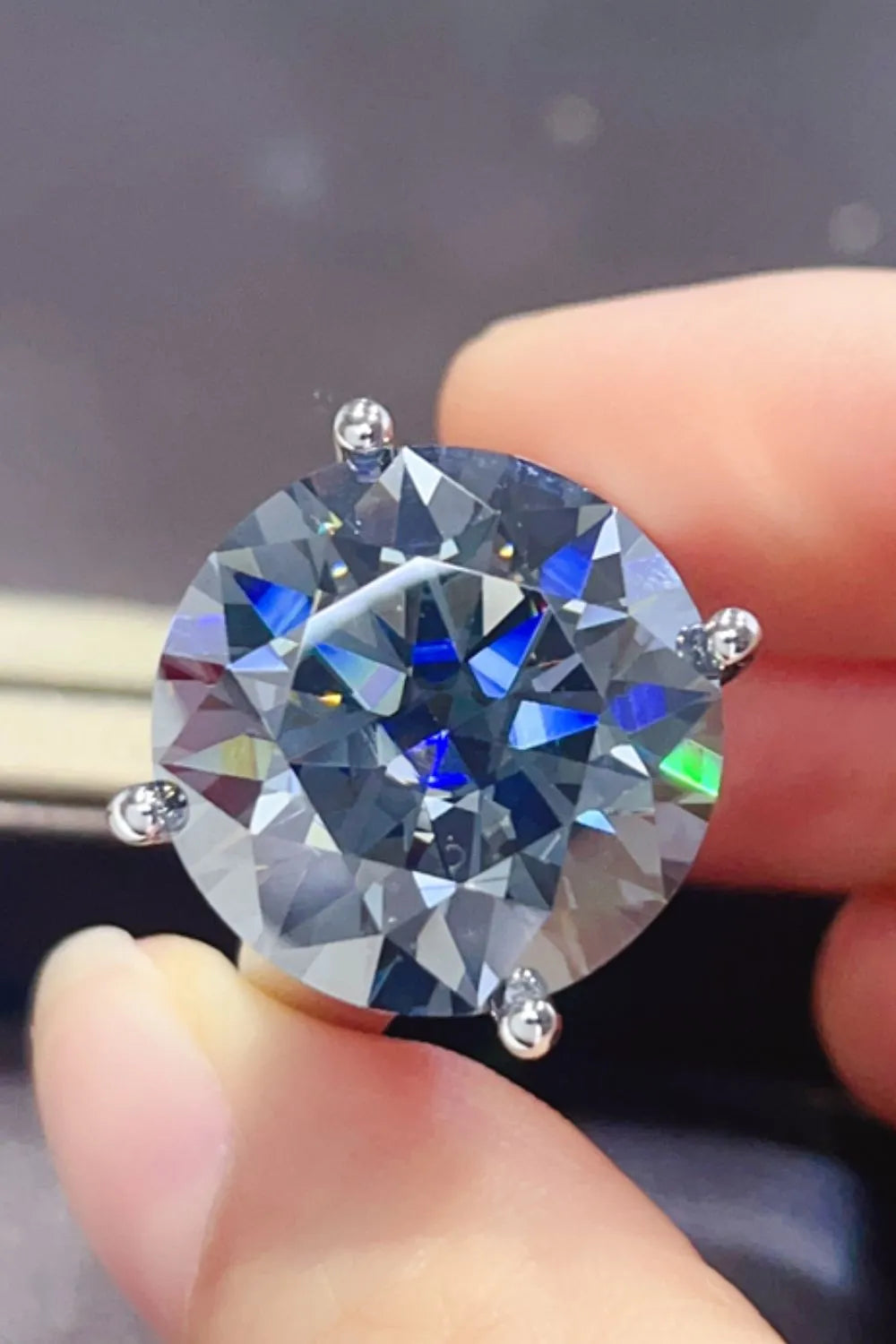 20 Carat Moissanite Sterling Silver Ring in Royal Blue - women's ring