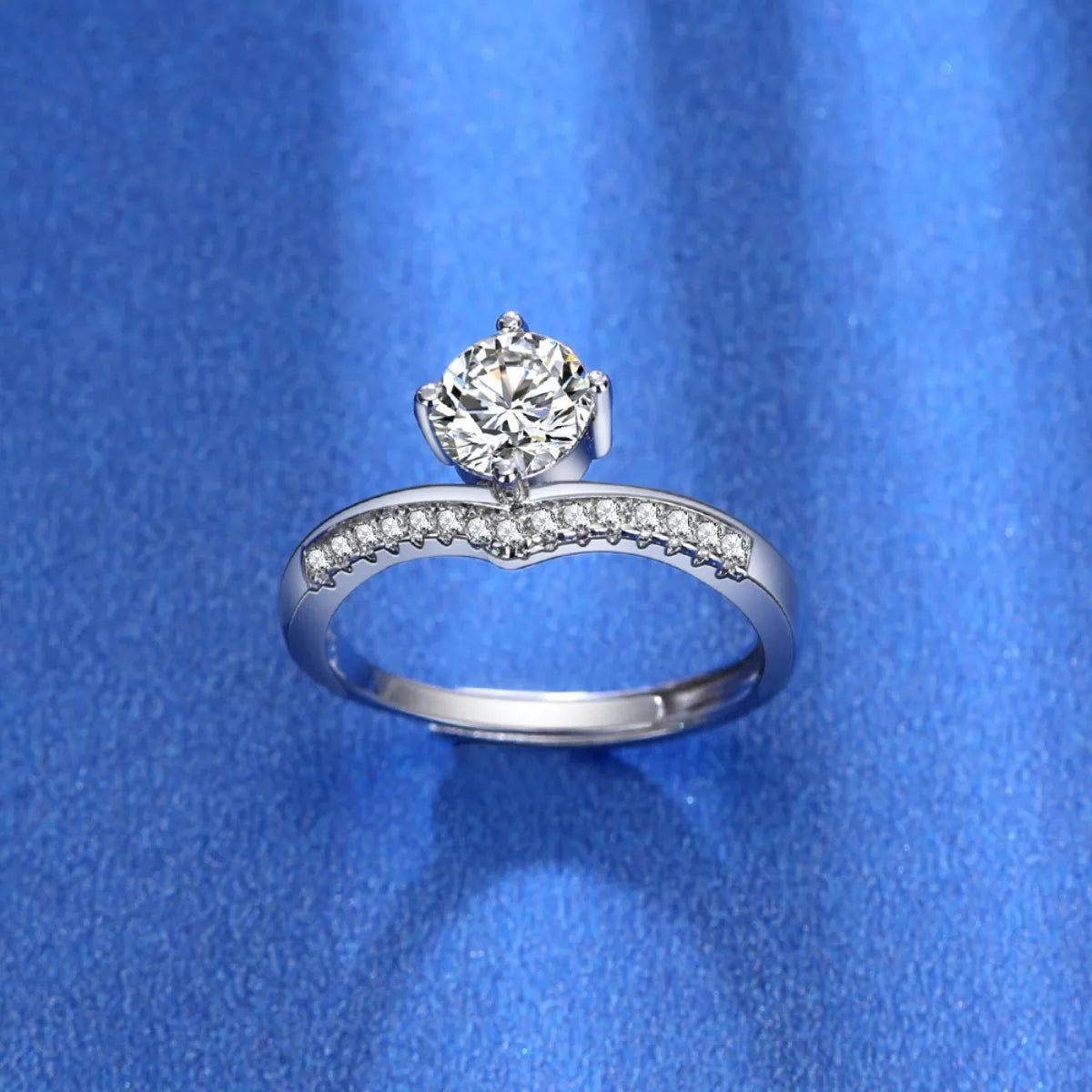1 Carat Moissanite Sterling Silver Ring - alternate ring view