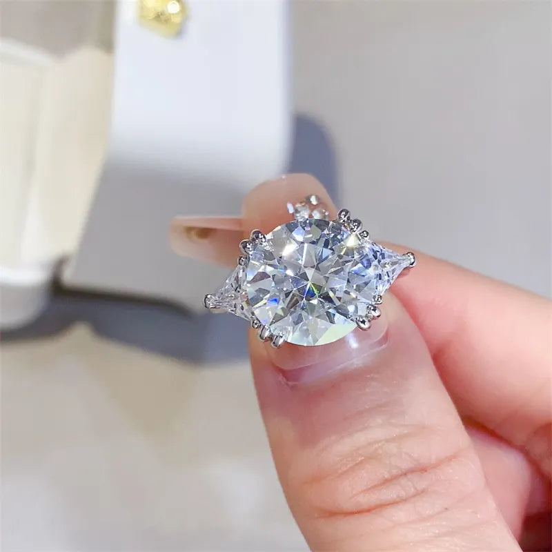 5 Carat Moissanite Sterling Silver Ring in Silver - women's ring