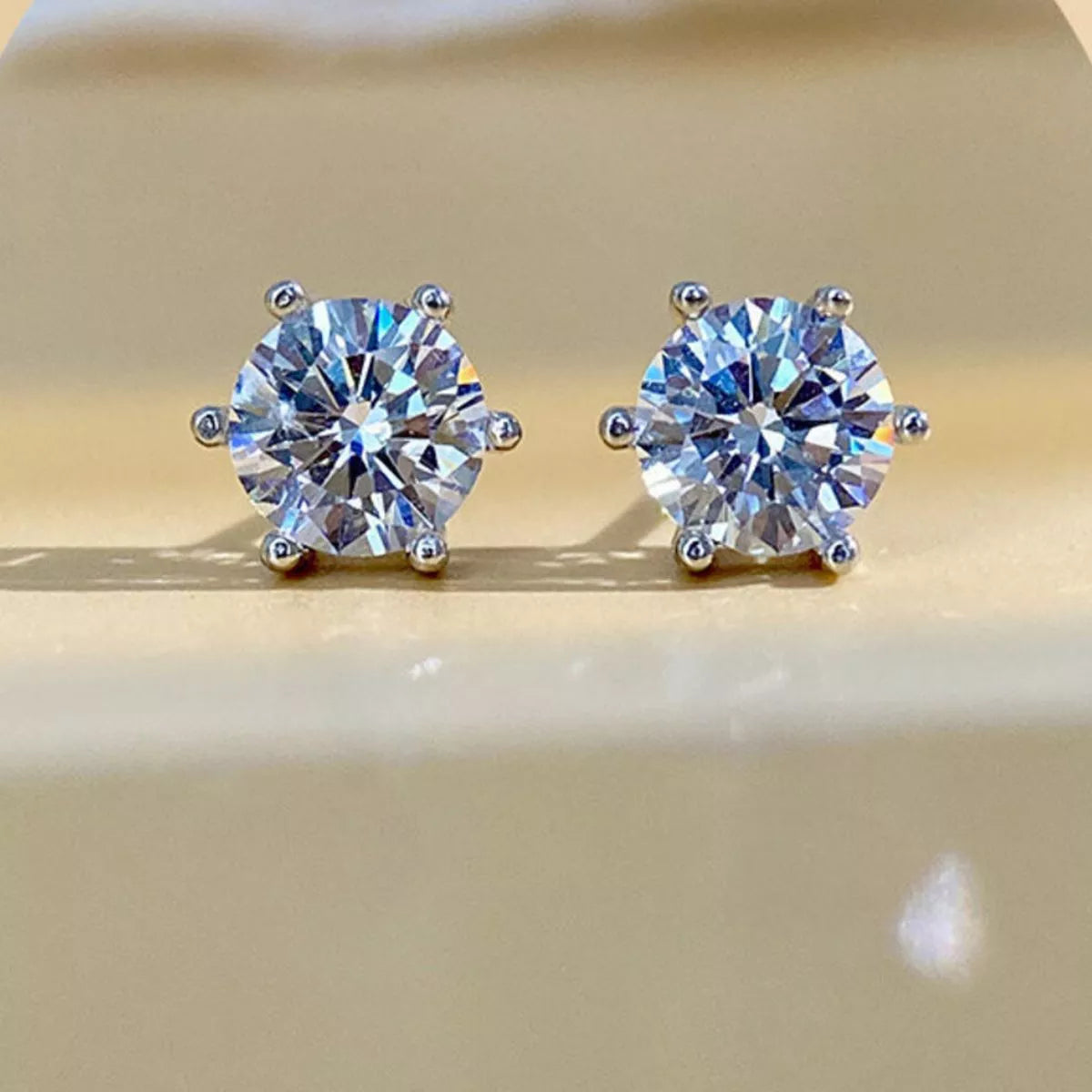 2 Carat Sterling Silver Moissanite Stud Earrings - alternate earring view