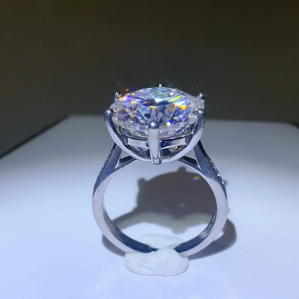 10 Carat Moissanite Sterling Silver Ring in Silver - women's ring