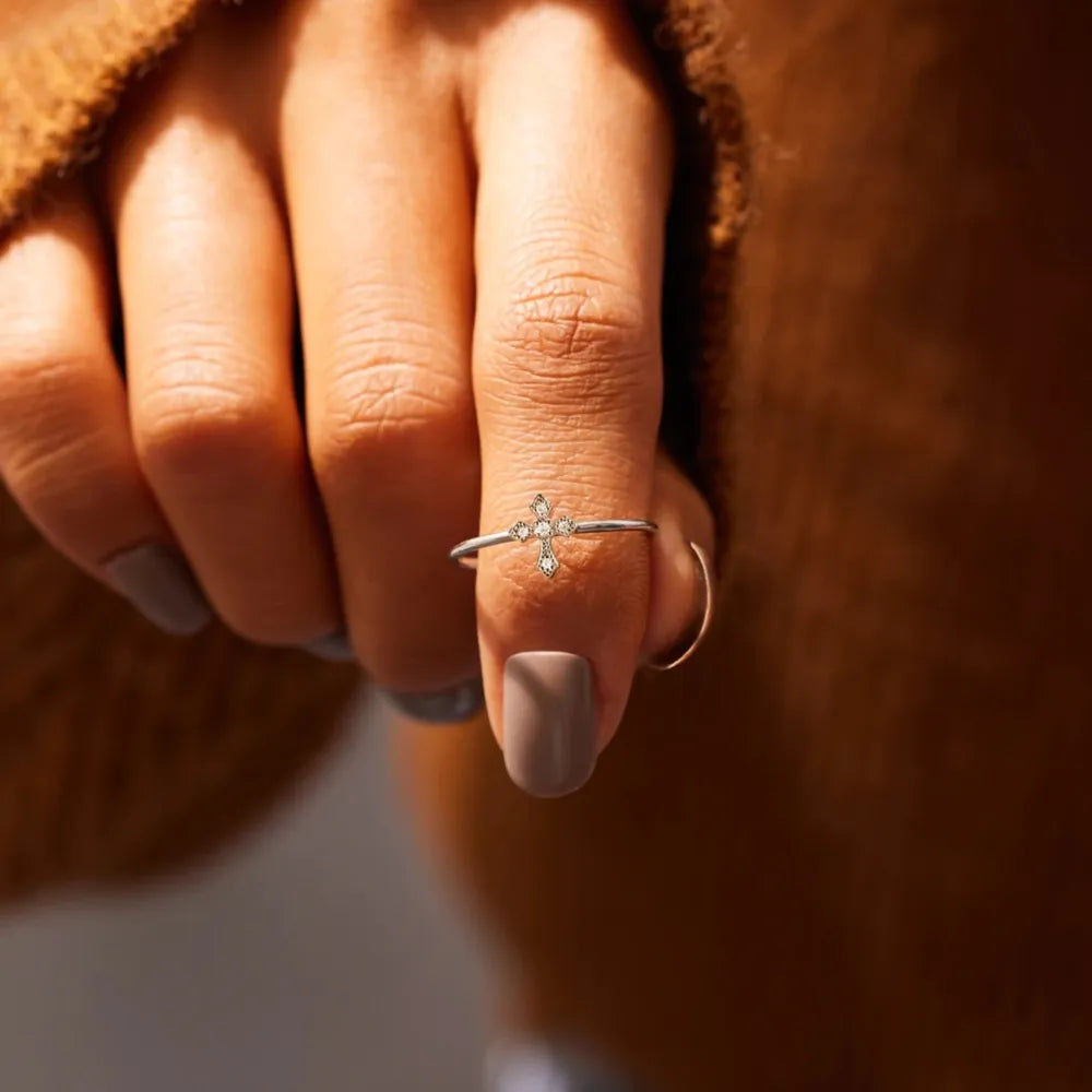 Sterling Silver Cross Ring in Silver - women's ring