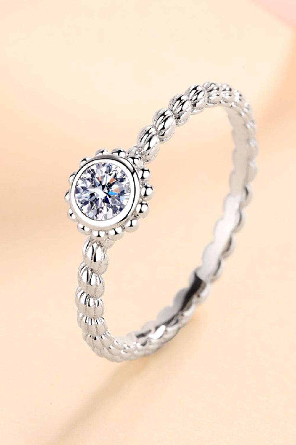 Moissanite Rhodium-Plated Ring in Silver - women's ring