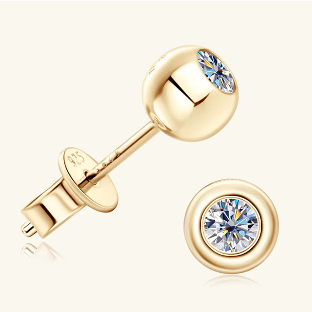 Moissanite Sterling Silver Stud Earrings - alternate earring view