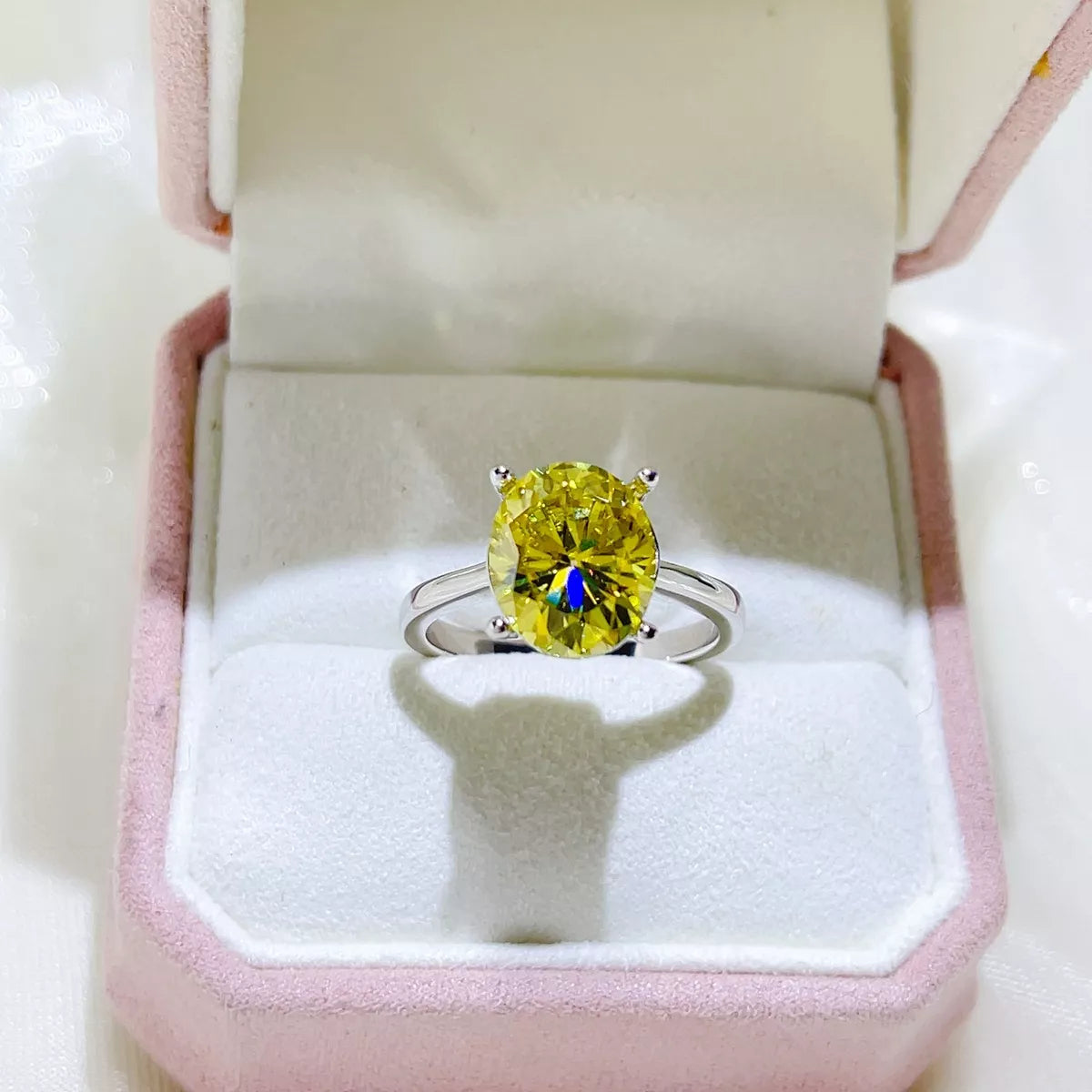 5 Carat Sterling Silver Moissanite Ring in Light Yellow - women's ring