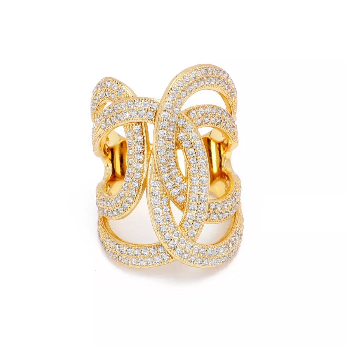 18K Gold-Plated Zircon Interwoven Ring - alternate ring view