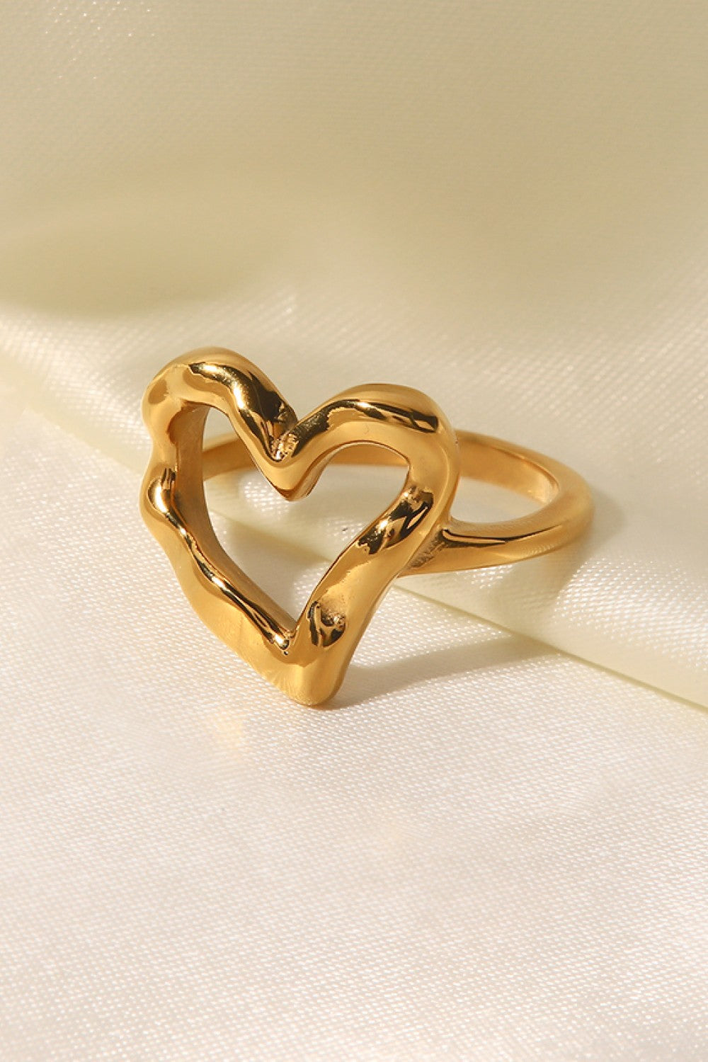 18K Gold-Plated Heart-Shaped Ring - alternate ring view