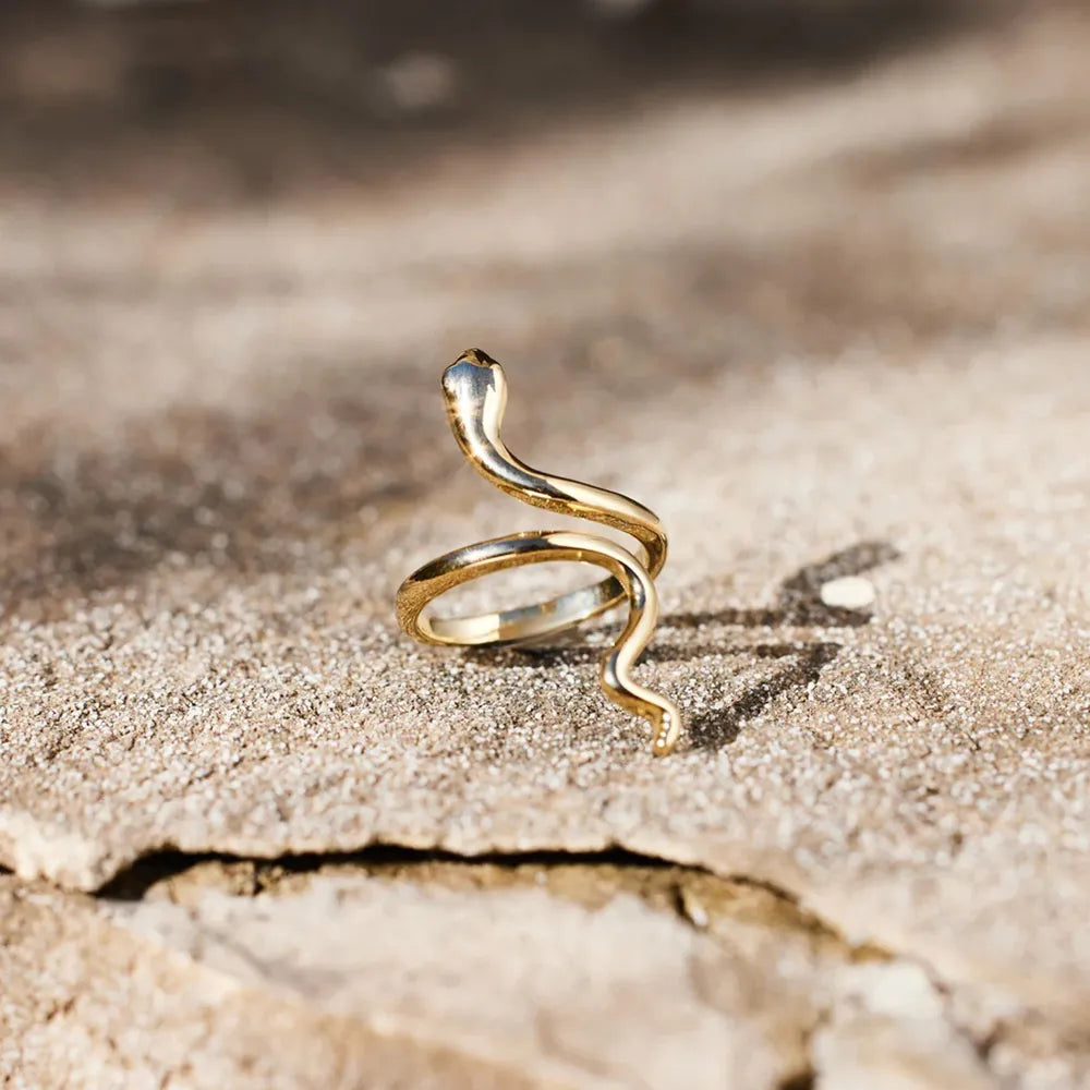 Snake Shape 18K Gold-Plated Bypass Ring - alternate ring view