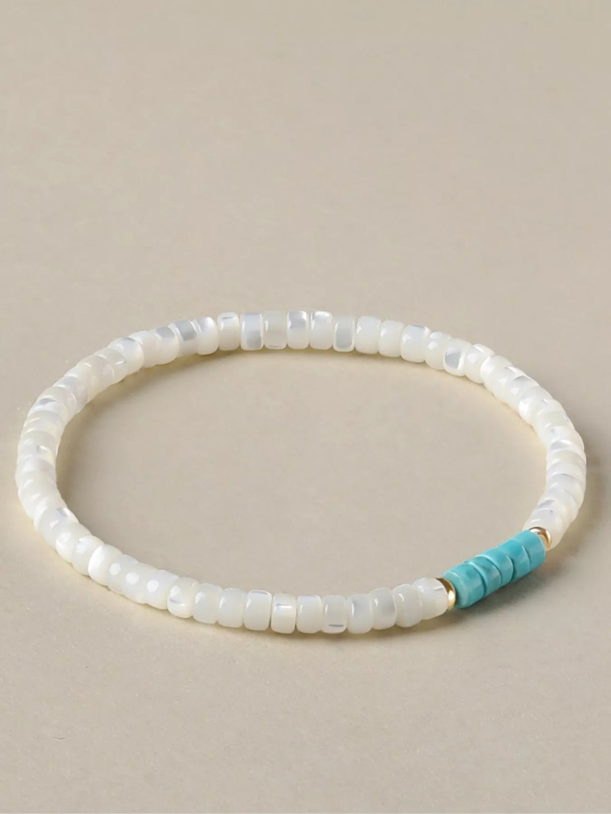 Turquoise Beaded Bracelet in Pastel Blue - women's beaded bracelet
